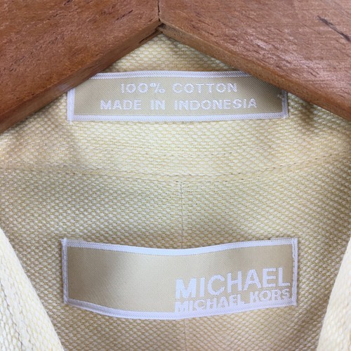 Michael Kors Long Sleeve Shirt Mens Large Yellow Cotton Button Up Chest Pocket - 第 6/14 張圖片