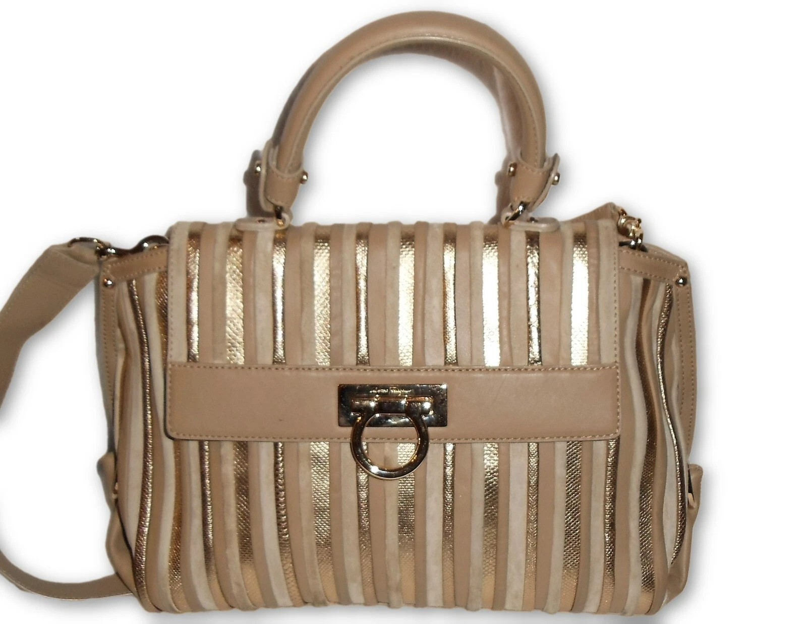Sac rare édition limitée Salvatore Ferragamo beige daim or Karung Sofia
