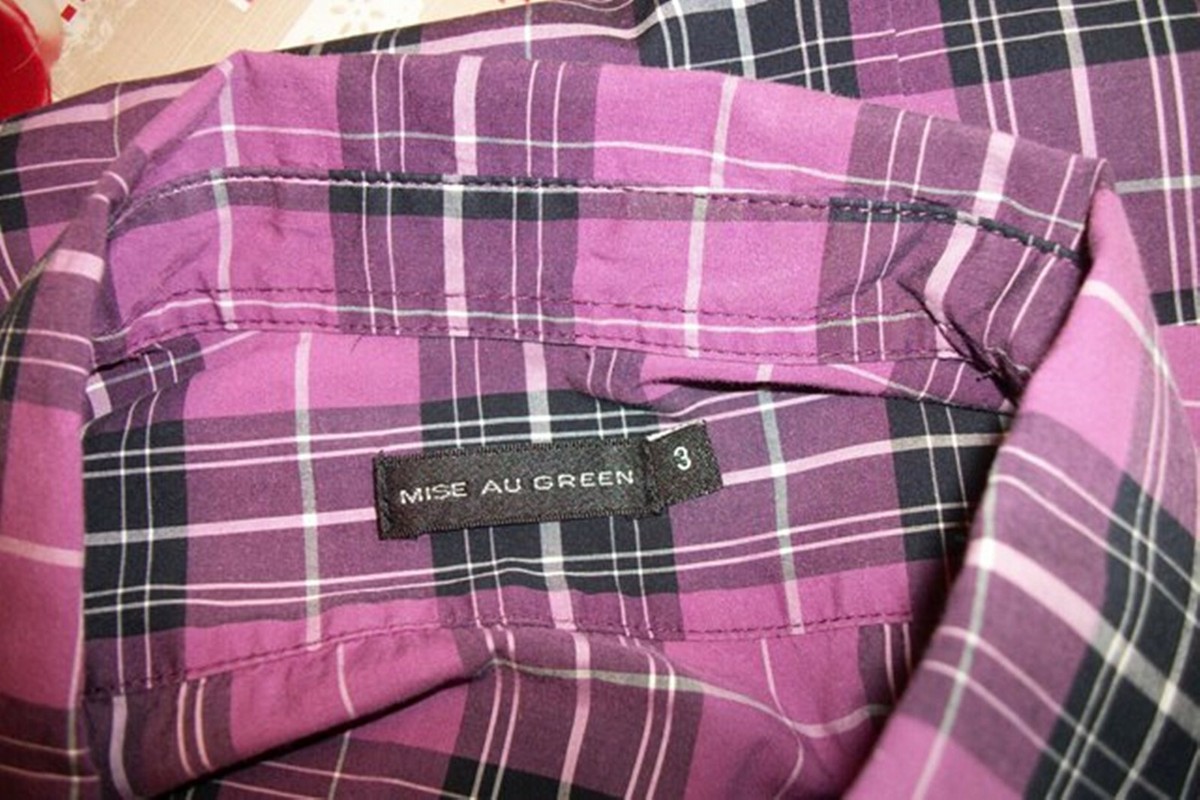 Chemisier Femme MISE AU GREEN Taille 3 (40/42) - Tissu écossais Mauve Stretch - Occasion Très Bon état