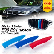12 BAR Kidney Grille 3 Colour Cover Insert Stripe fits BMW 3 Ser E90 E91 2004-08