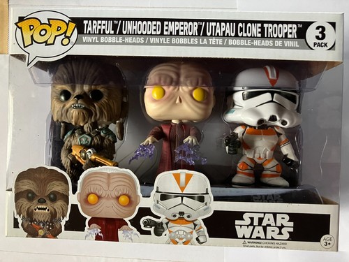 Star Wars Funko Pop 3 pack Tarfful Unhooded Emperor Utapau Clone Trooper