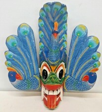 Large size, Vintage Sri Lankan Carved Wood Mask, Hand painted