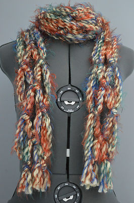 Hand Knotted Scarf = Multi.-color =84'' long , about 4'' wide