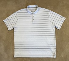 Nike Dri Fit Golf Polo Shirt Men s XL White Black Stripes Casual Standard Fit
