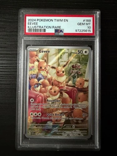 2024 POKEMON TWM EN-TWILIGHT MASQUERADE ILLUSTRATION RARE #188 EEVEE PSA 10