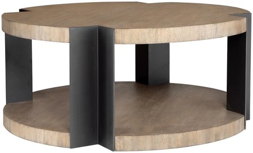 Uttermost 50018 Loana 36" Diameter Mahogany Accent Table - Matte Black / Natural - Picture 1 of 4