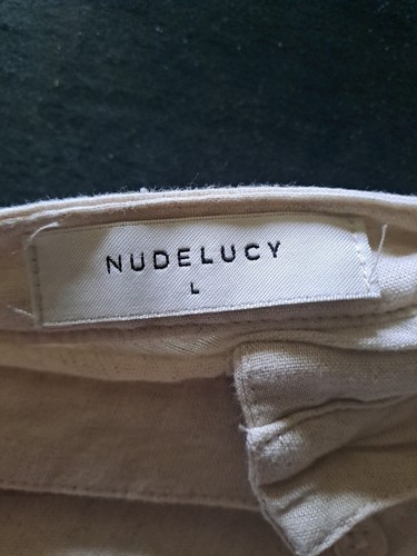 Nudelucy Linen Button Frond Skirt Size L - Picture 6 of 7