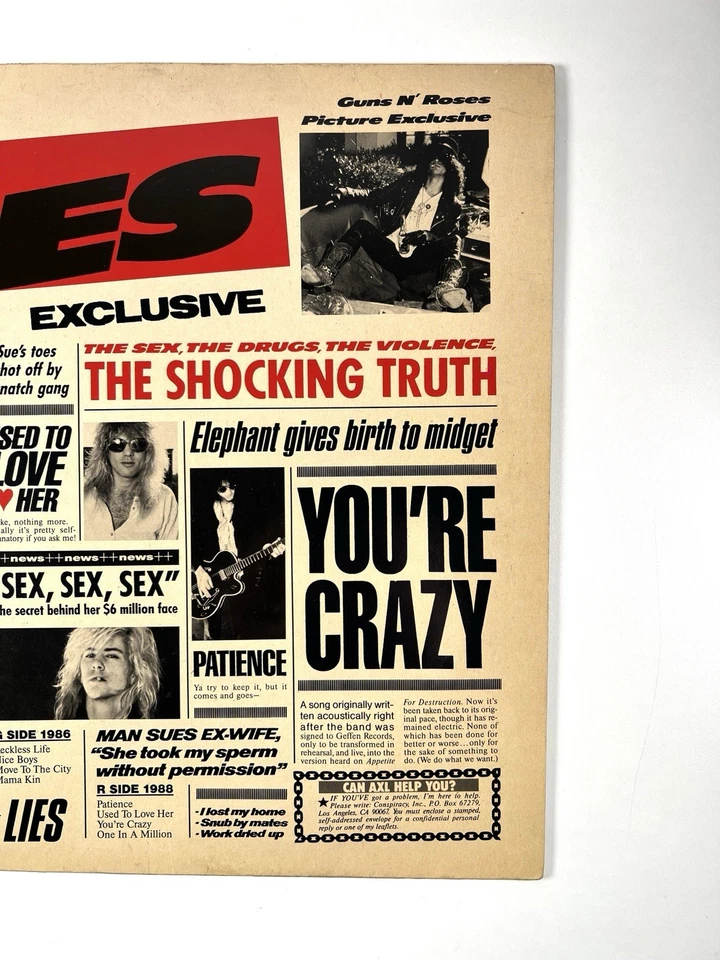 Guns N’ Roses G N’ R Lies LP 12" Vinyl Record - Geffen 1st German - NM/NM - Immagine 4 di 4