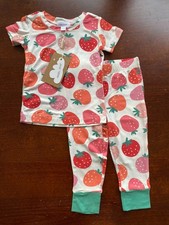Angel Dear Fresh Strawberries Bamboo Pajama Set 6-12 Months NWT