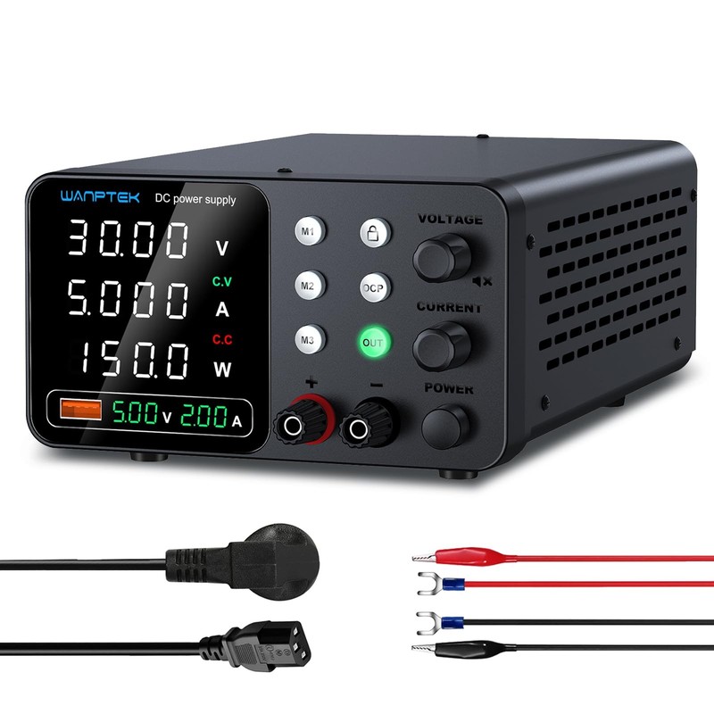 WANPTEK POWER Bench Power Supply Variable 0-30V 0-5A DC Power Supply Adjustable