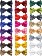 24 Pack Pre Tied Bow Ties, Solid Color Mens Bow Tie for Boys, Adjustable Clip...