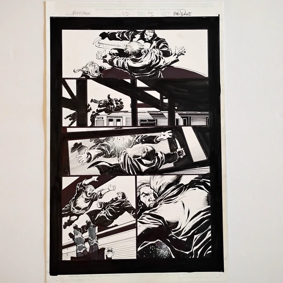 ARTE CÓMIC ORIGINAL ~ Punisher # 25 ~ ¡TODA ACCIÓN!!! Tom Mandrake ~ 2003 Foto 2 de 4