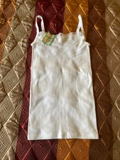 Vintage DDR White Cotton Camisole Tank Top Wide Lace Trim Size XS