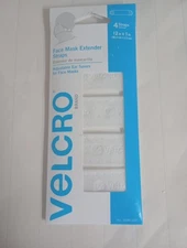 Velcro 12" x 1" Face Mask Extender Straps 4 Pack  White 