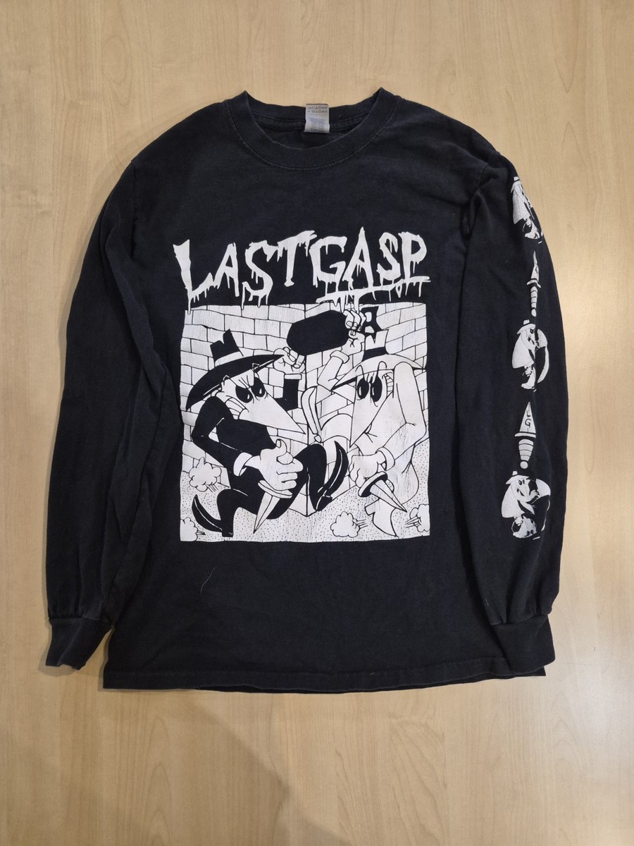 Last Gasp band tee Black cotton Men's Long Sleeve T-Shirt Small Crew Neck