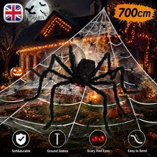700cm Spider Web with 200cm Giant Spider for Halloween D&eacute;cor and Parties NEW