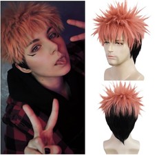 HUNIGIR Itadori Yuji Wig Pink Black Anime Short Mens