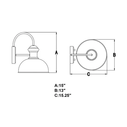 Franklin 1-Light Outdoor Wall Sconce in Farmhouse and Barn Style 15 Inches Tall - Picture 4 of 5