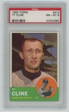 1963 TOPPS TY CLINE PSA 8 MILWAUKEE BRAVES #414