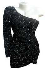 Fashion Nova Olivia Sequin Mini Dress - Black Sz Small