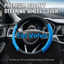 15 Nappa Leather Steering Wheel Cover Blackblue Genuine Leather For Volvo