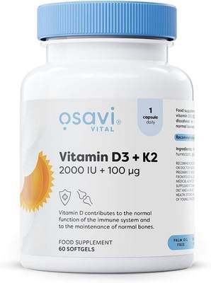 Osavi Vitamin D3 2000IU & K2 100μg (MK-7) in MCT Oil - 60 Softgels