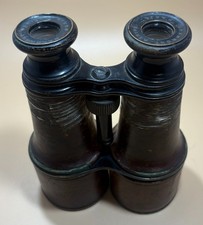 Antique Vintage Civil War Era Grammont (Paris) Leather Wrapped Brass Binoculars