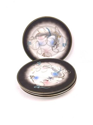 Set of 4 Hadson Japan Moriage Dragon Plates   7.25    Vintage Japanese Porcelain