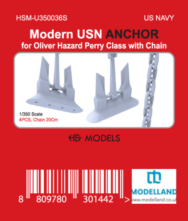 HS Model HSM-U350036S Modern USN Anchors for Oliver Hazard Perry Class 1/350