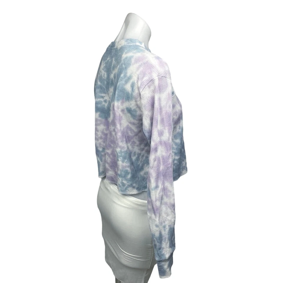 Wild Fable Multicolor Tie Dye Waffle Long Sleeve Cropped T-Shirt Top Size XS - Image 3 of 4