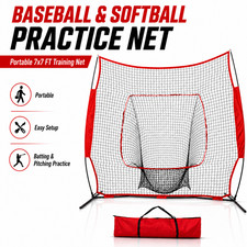 7x7Ft Baseball Softball Practice Batting Training Net w/Carry Bag Strike Zone