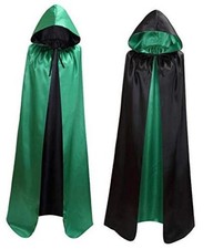 Unisex Adults Reversible Hooded Cloak Cape For Christmas Large Black green