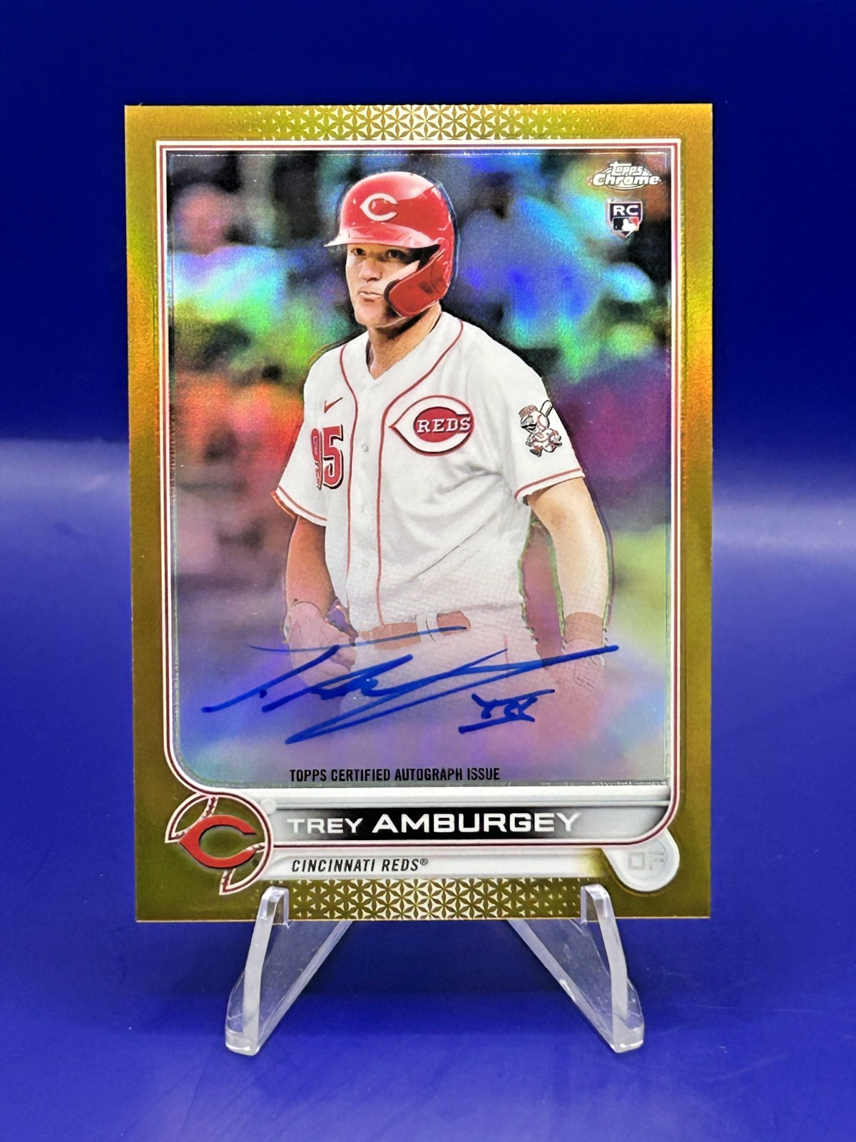 2022 Topps Chrome Trey Amburgey (RC) Auto #RA-TA Gold Refractor 09/50 - Reds
