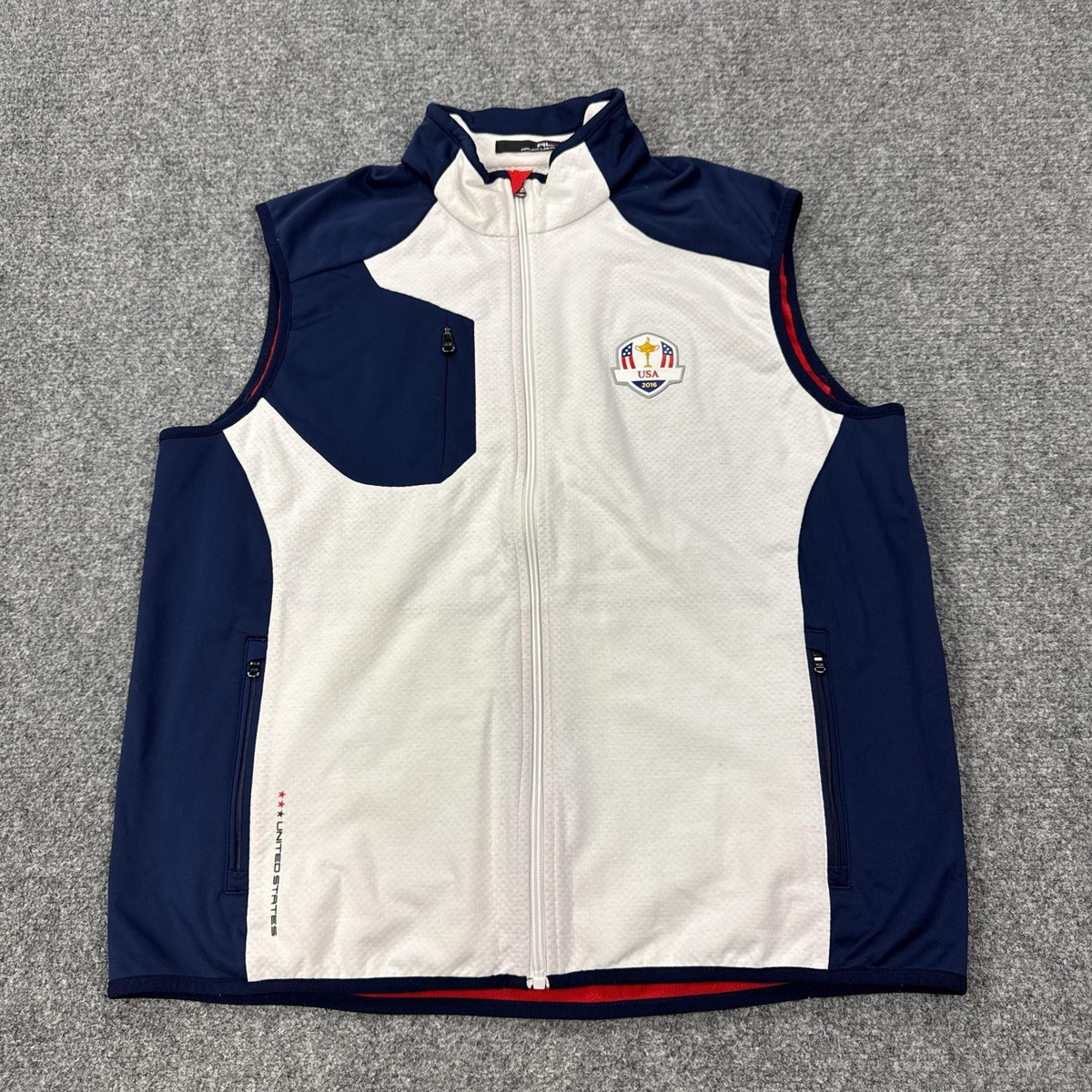Ryder Cup USA 2016 Jacket Mens XL White Navy Golf Vest RLX Ralph