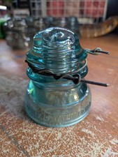 Vintage Whitall Tatum Co. No 1 Made in USA 35 Glass Insulator Aqua