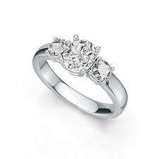 Sterling Sliver Semi Mount Ring Setting Oval OV 7x6mm RD 4x4mm 3 Stone Ring