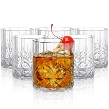 6 Pack Plastic Water Tumblers, 14 OZ Unbreakable Acrylic Whiskey Drinking Gla...