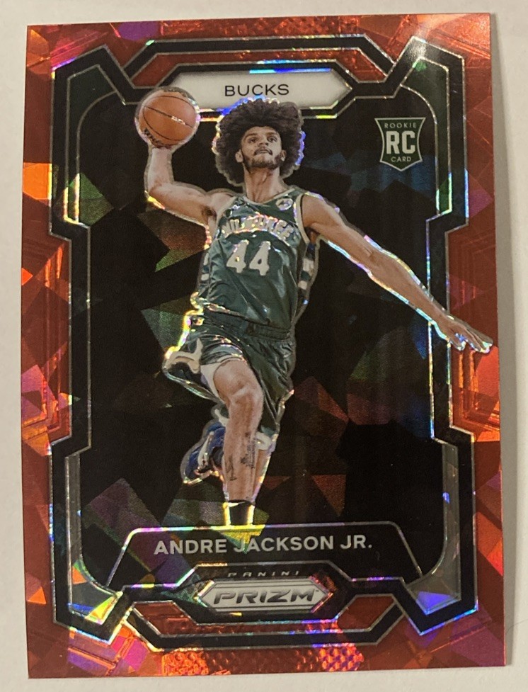 Andre Jackson Jr. 2023-24 Panini Prizm RC Red Cracked Ice Prizm SP #131 Bucks