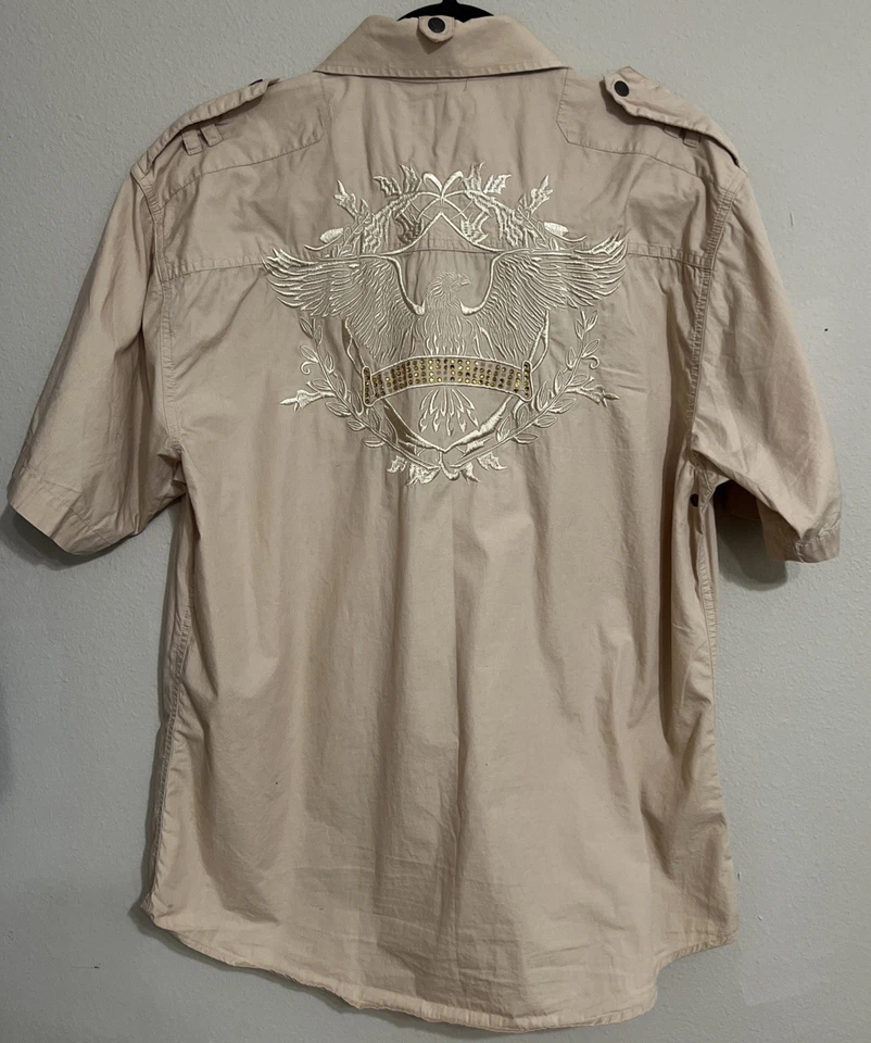 Camisa de Colección Knockout Jeans Abotonada Para Hombres Talla L Y2K Punto Águila Espalda Hit Street Foto 3 de 4