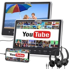 2 X 12" Dual Screen Headrest Car DVD Player for Kids Monitor TV HDMI USB+Headset