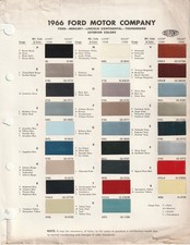 1966 Ford Mercury Thunderbird Lincoln Mustang Falcon Comet Paint Chips 1 Page 1966 Ford Mercury Thunderbird Lincoln Mustang Falcon Comet Paint Chips 1 Page