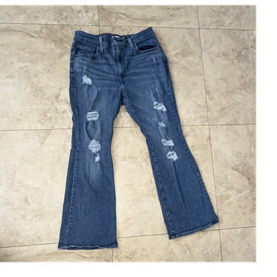 Levi s Women s 726 Flare Blue Distressed Cotton Denim Jeans W32