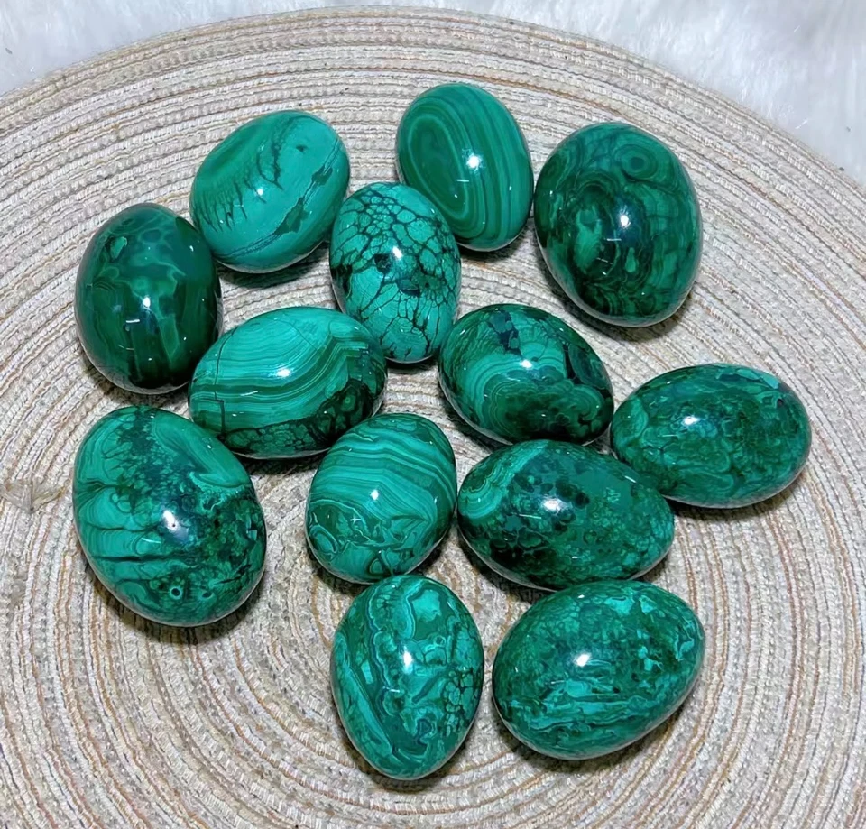Œuf De Cristal En Malachite Verte Quartz Minéral Ovale Pierre Naturelle Polie - Photo 4/4