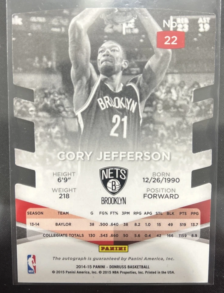 2014-15 Panini - Elite Status Signatures Purple Die-Cut Cory Jefferson (AU, RC) - Image 2 of 2