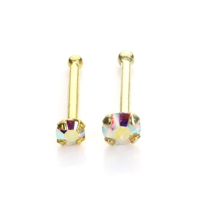 9 Karat (375) Gold Aurora Borealis Nasenstift Stecker - 1,5 oder 2mm - Kugelende