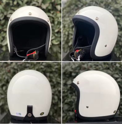 Vintage Motorradhelm 3/4 - Fiberglas, leicht, DOT ECE, Retro Style