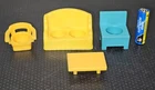 5 Vintage Fisher Price Little People Furniture Couch Chairs And Table (B)