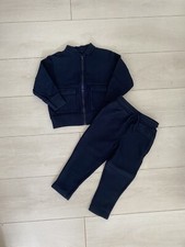 Next Boys Navy Blue Knit Tracksuit Joggers & Zip Up Jacket Size 3-4 Years 