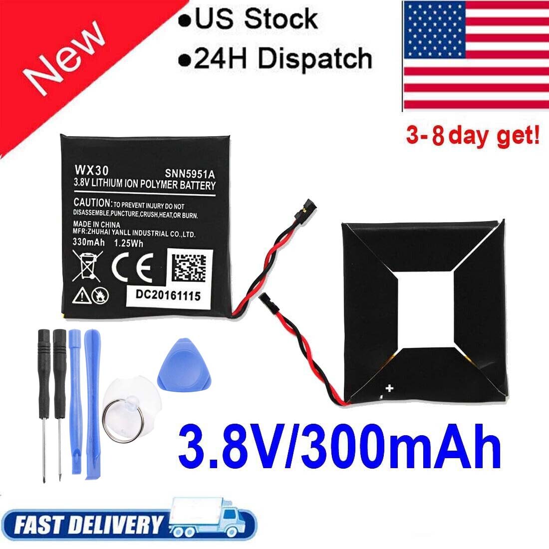 For Moto 360 1ST Gen Battery Power Durable WX30 for Motorola Smart