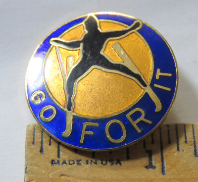 Ski Lapel Pin Go For It  Down Hill Jump or Racing ?